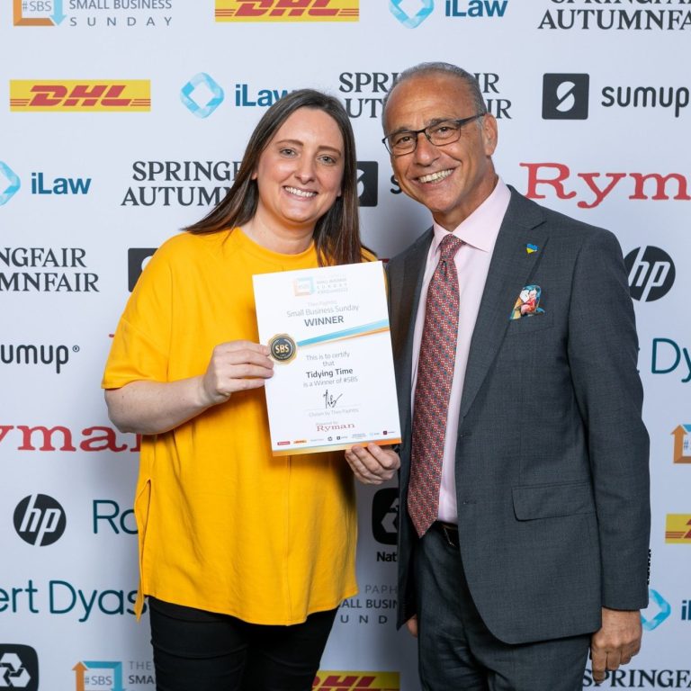 Declutterbird Owner Catherine Hamilton-Cooper and Theo Paphitis